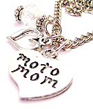 Moto Mom Heart And Crystal 18" Necklace